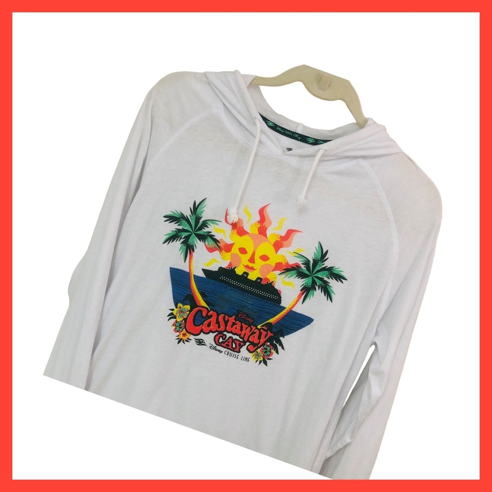 Disney Cruise Line Hoodie Castaway Cay Beach Tropical Nautical Vacation Womens M